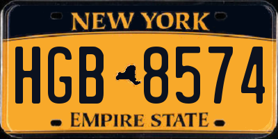 NY license plate HGB8574