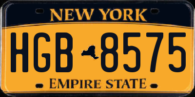 NY license plate HGB8575