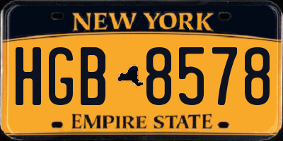 NY license plate HGB8578