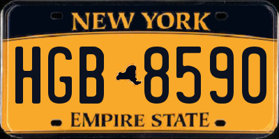 NY license plate HGB8590