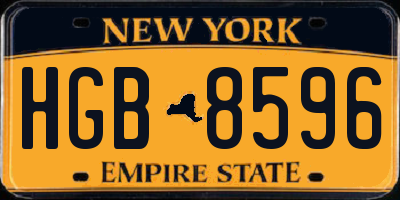 NY license plate HGB8596