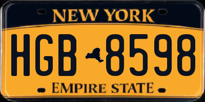 NY license plate HGB8598