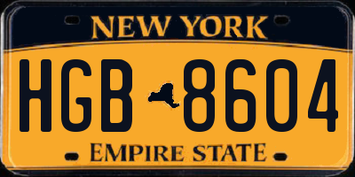 NY license plate HGB8604
