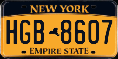 NY license plate HGB8607