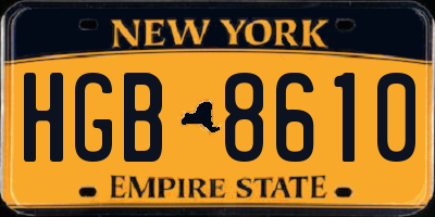 NY license plate HGB8610