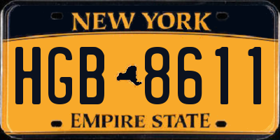 NY license plate HGB8611
