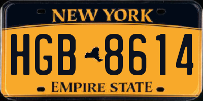 NY license plate HGB8614