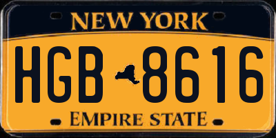 NY license plate HGB8616