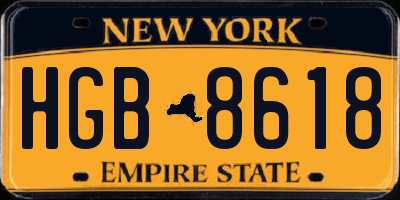 NY license plate HGB8618