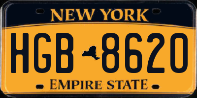 NY license plate HGB8620