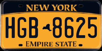 NY license plate HGB8625
