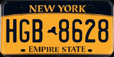NY license plate HGB8628