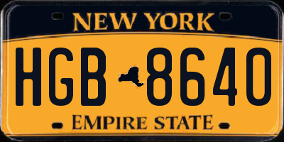 NY license plate HGB8640