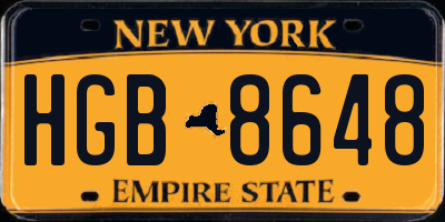 NY license plate HGB8648