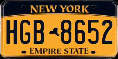 NY license plate HGB8652