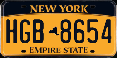 NY license plate HGB8654