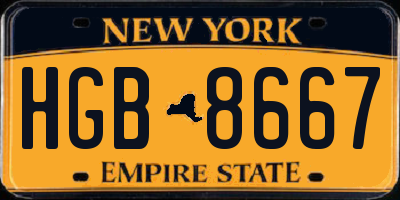 NY license plate HGB8667