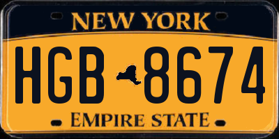NY license plate HGB8674