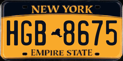 NY license plate HGB8675