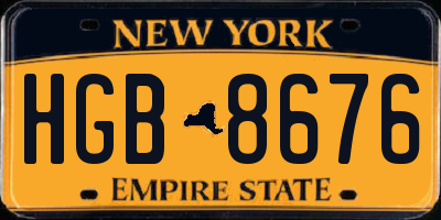 NY license plate HGB8676