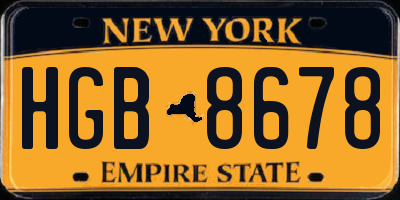 NY license plate HGB8678
