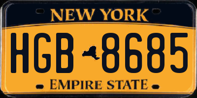 NY license plate HGB8685