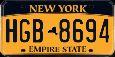 NY license plate HGB8694