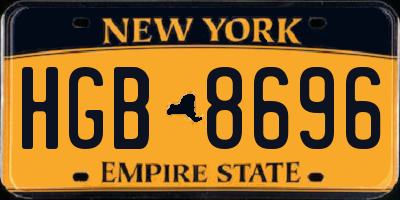 NY license plate HGB8696