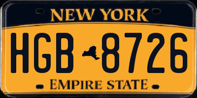 NY license plate HGB8726