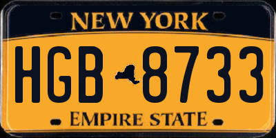 NY license plate HGB8733