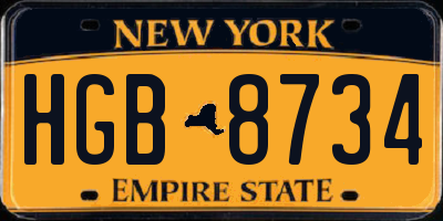 NY license plate HGB8734