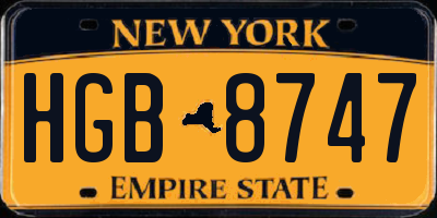 NY license plate HGB8747