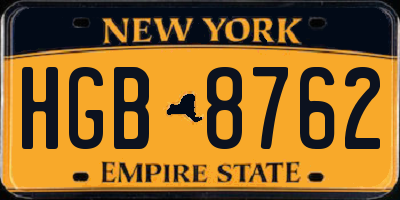 NY license plate HGB8762