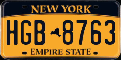 NY license plate HGB8763