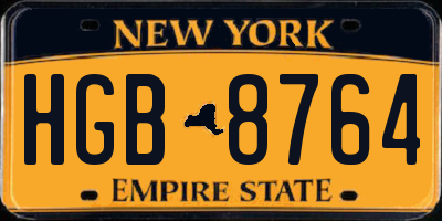 NY license plate HGB8764