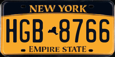NY license plate HGB8766