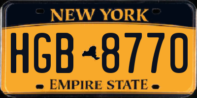 NY license plate HGB8770