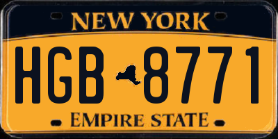 NY license plate HGB8771
