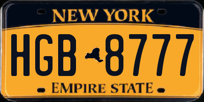 NY license plate HGB8777