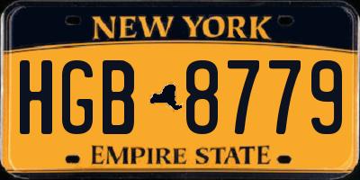 NY license plate HGB8779