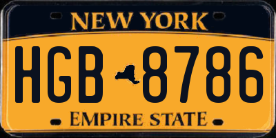 NY license plate HGB8786