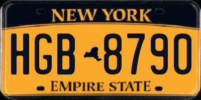 NY license plate HGB8790