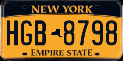 NY license plate HGB8798