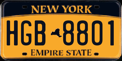 NY license plate HGB8801