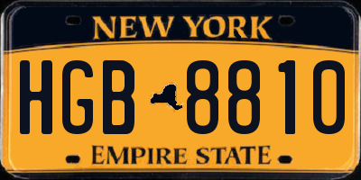 NY license plate HGB8810