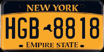 NY license plate HGB8818