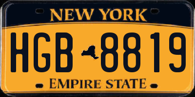 NY license plate HGB8819
