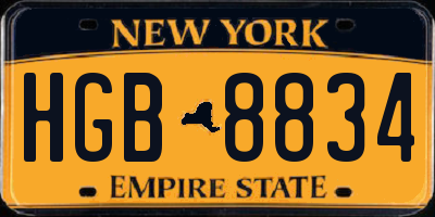 NY license plate HGB8834