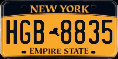 NY license plate HGB8835