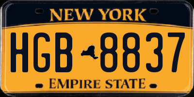 NY license plate HGB8837